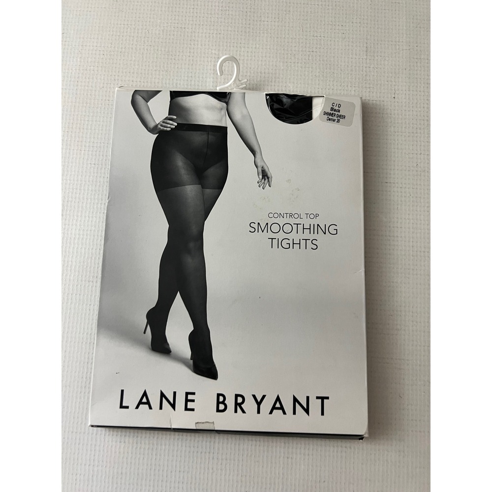 Lane Bryant Smoothing Tights Women C/D Black Shimmer Sheer Control Top